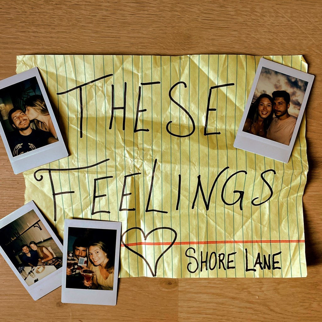 Album cover for These Feelings by Shore Lane, an acoustic pop duo from Seattle known for heartfelt harmonies and emotional songwriting.